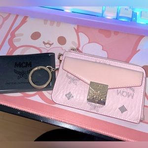 Light pink MCM wallet keychain